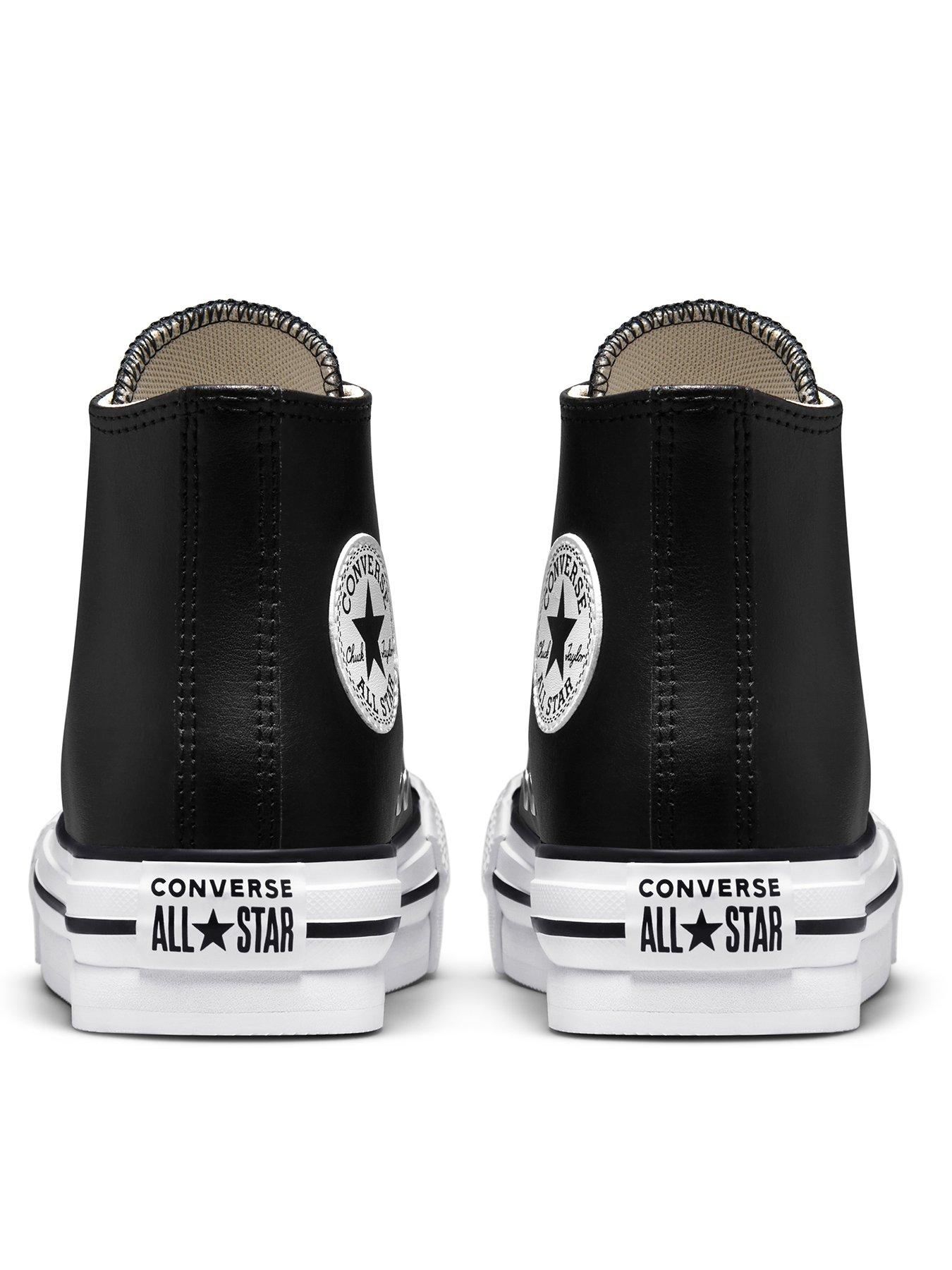 Girls black leather best sale converse