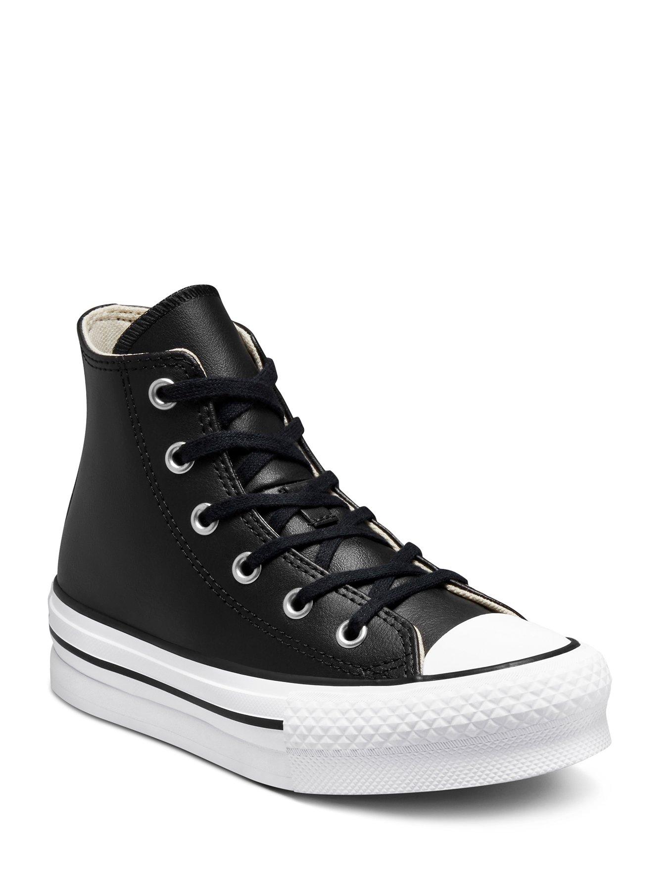 Girls black shop leather converse