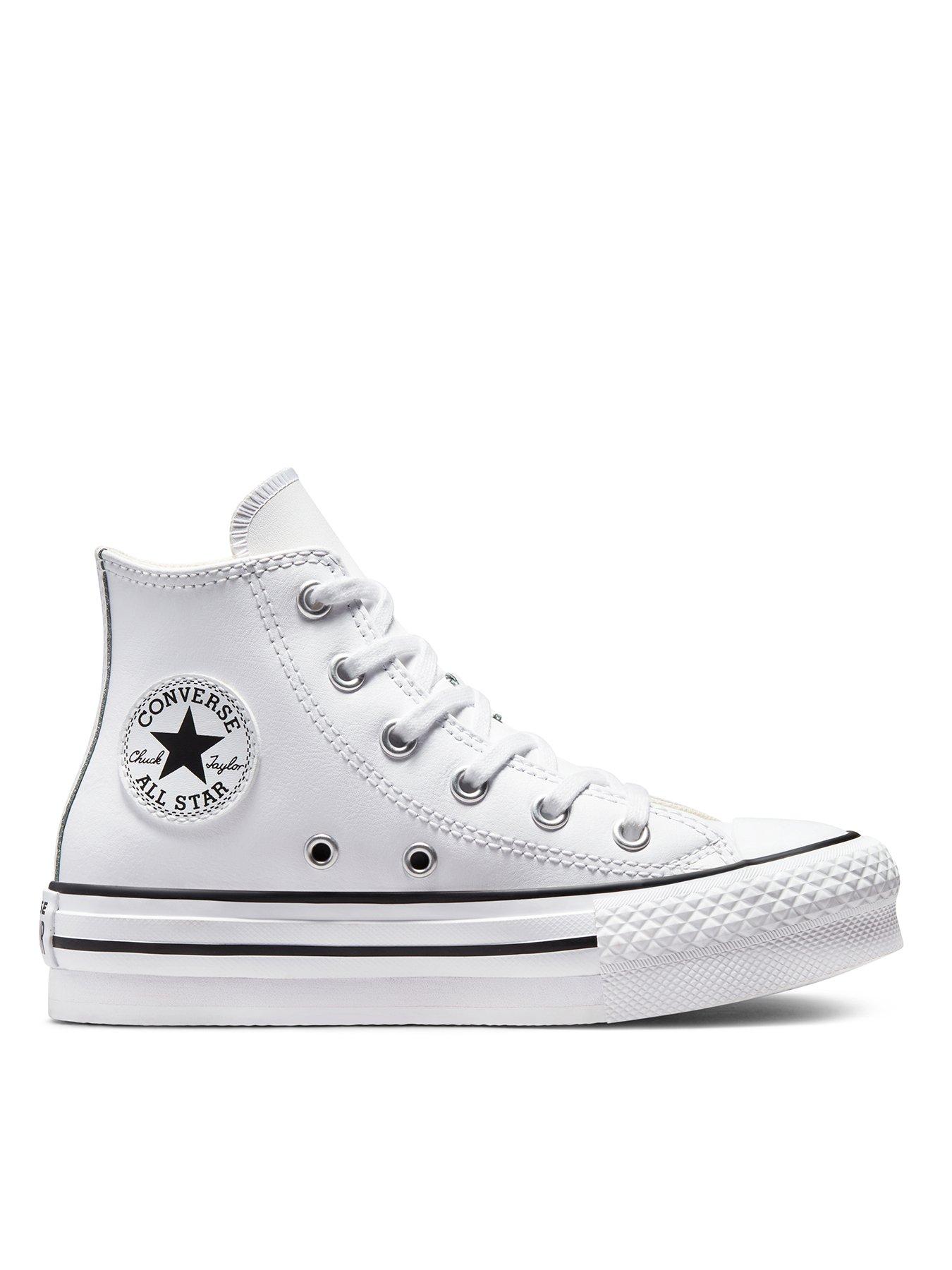 Converse Kids Girls Leather Eva Lift Hi Top Trainers - White