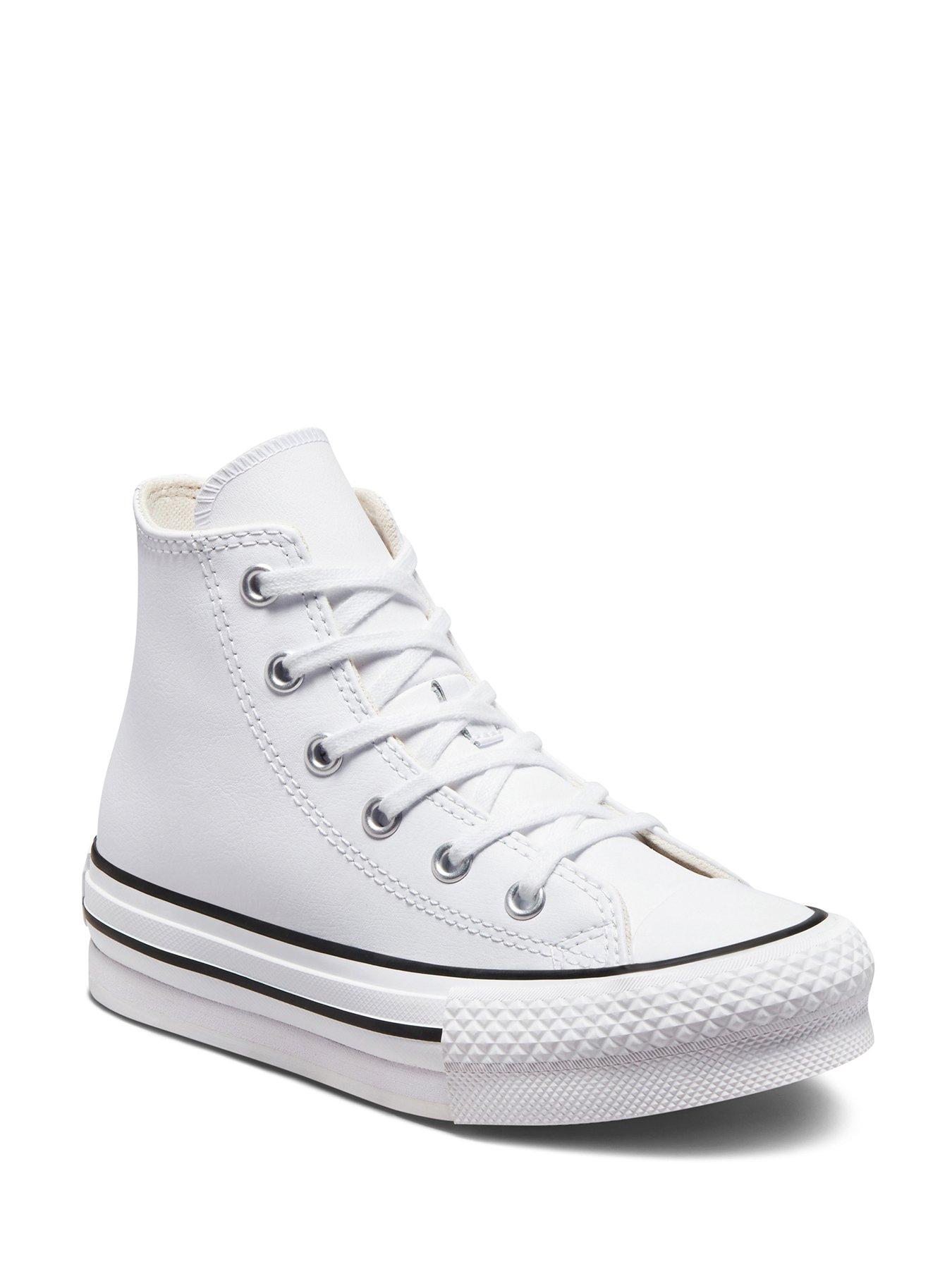 All white leather hot sale converse kids