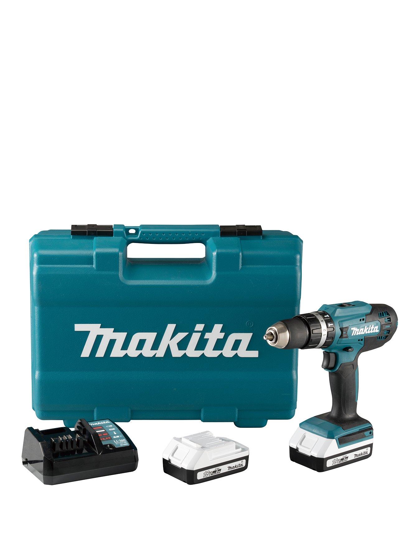 Makita 18V Cordless Combi Drill with 74-Piece Accessory Set  &  2x 2.0Ah Batteries