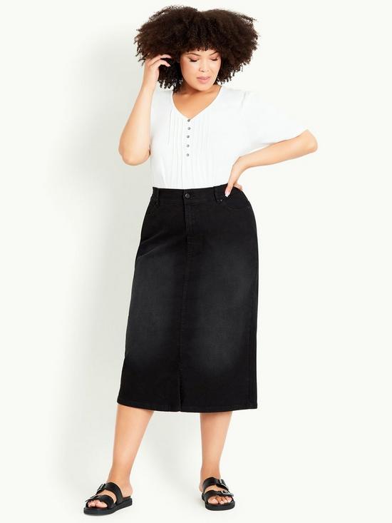 front image of evans-denim-midi-skirt