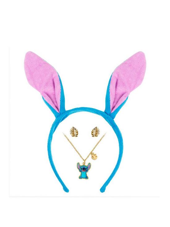 front image of disney-lilo-and-stitch-blue-and-purple-headband-with-jewellery-gift-set