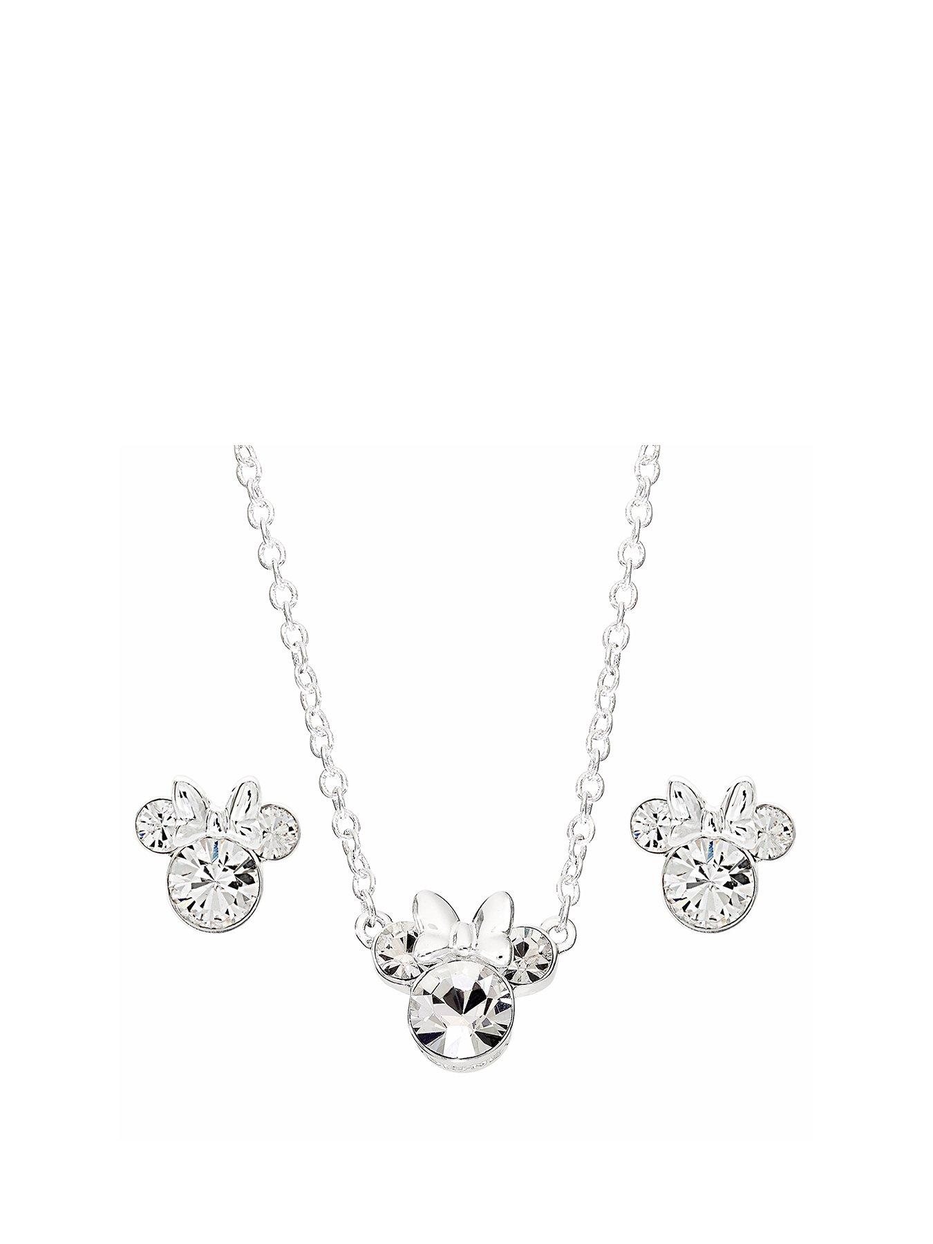 disney-minnie-mouse-silver-plated-brass-and-clear-crystal-necklace-and-stud-earring-set