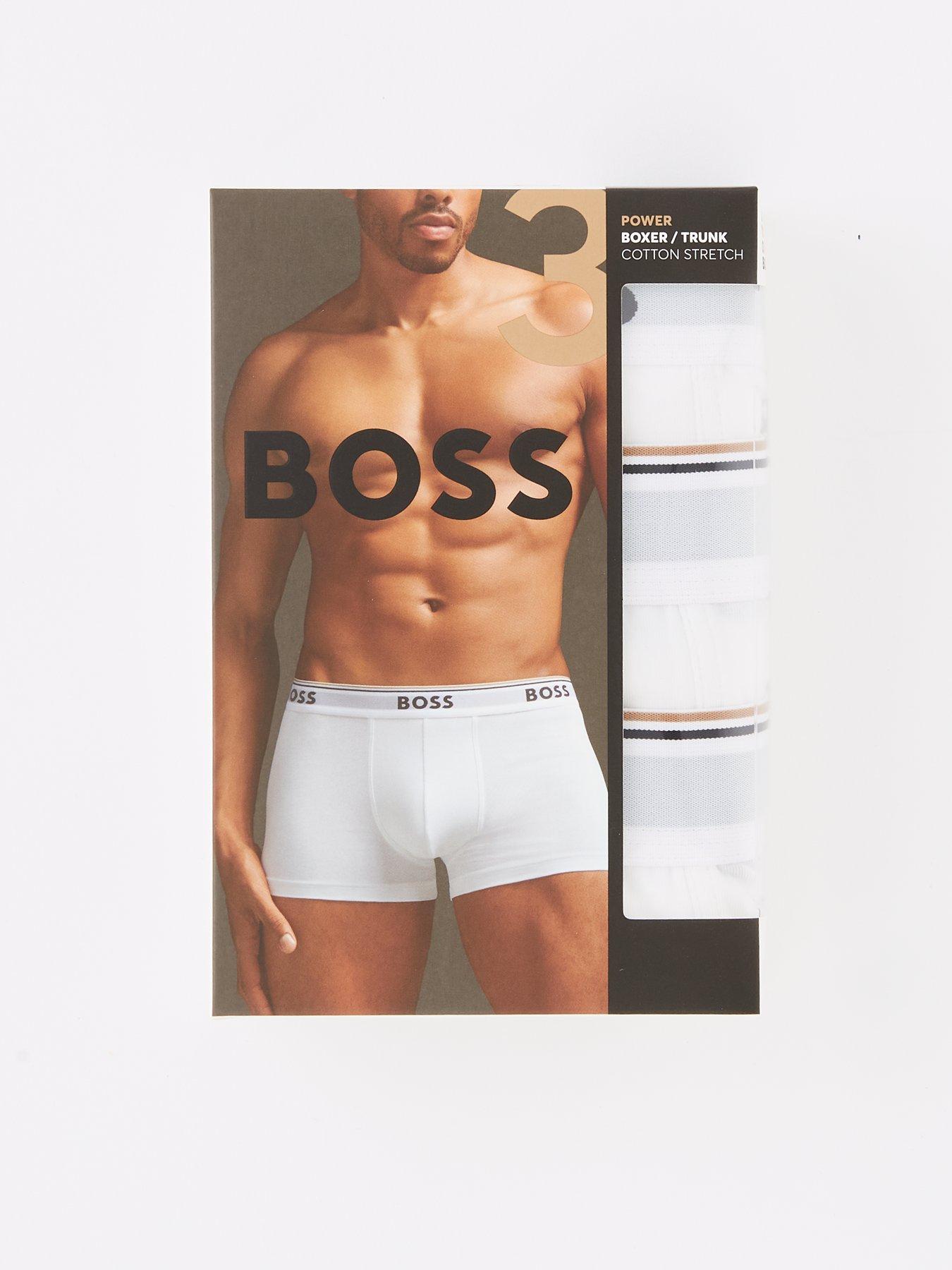 Image 3 of 3 of BOSS Mens 3 Pack Stretch Cotton Logo Waistband Trunks - White