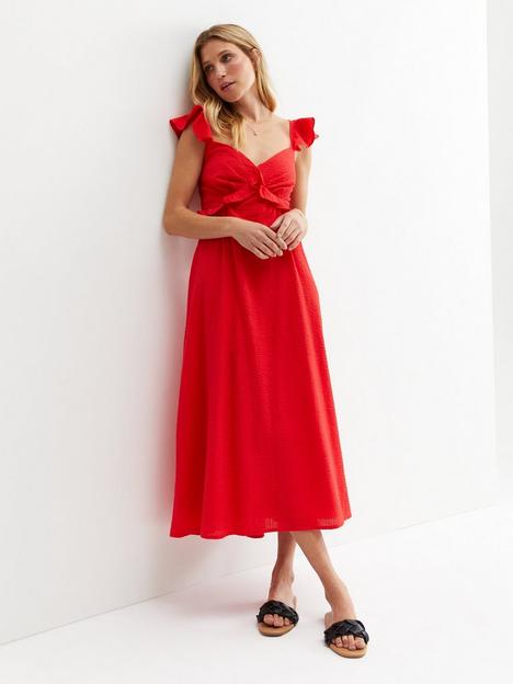 new-look-red-textured-frill-open-back-midi-dress
