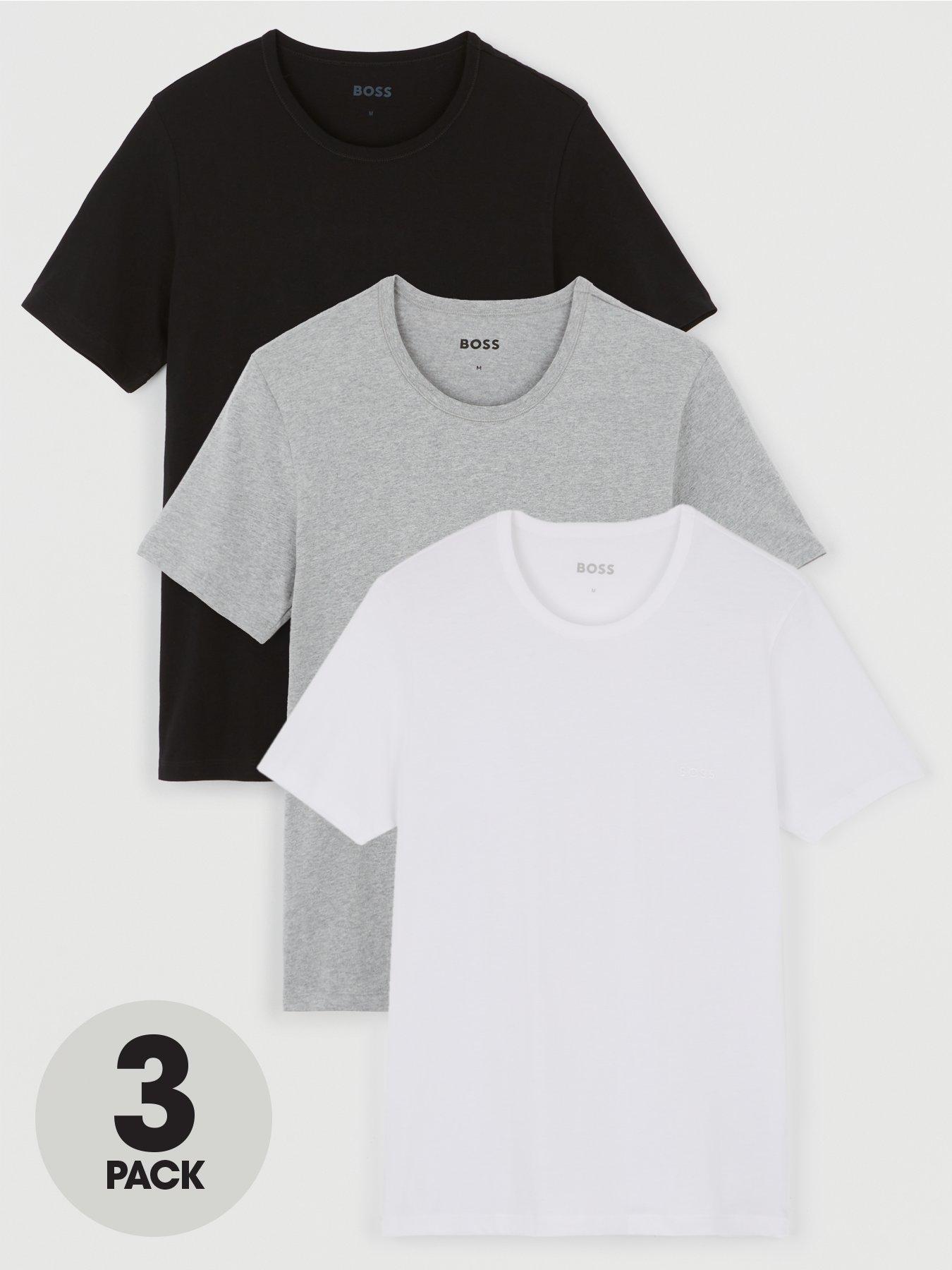 undefined 3 Pack Classic Crew T-Shirt - Black/White/Grey