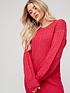  image of v-by-very-knitted-cable-knit-crew-neck-dress-berry