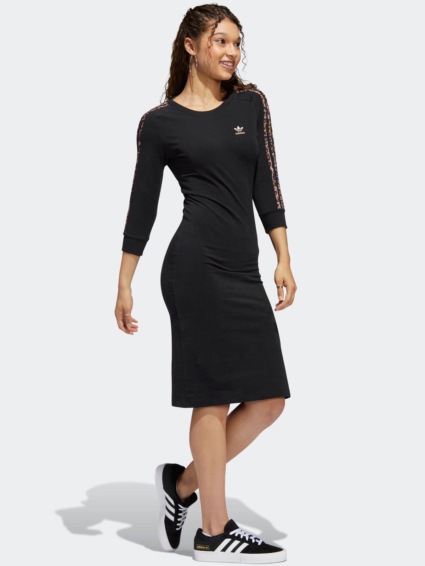 adidas Originals Leopard 3 Stripe Dress - Black 