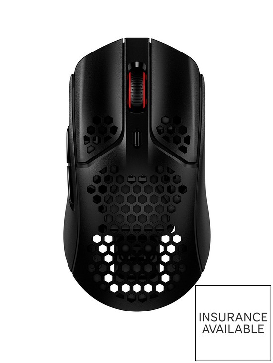 front image of hyperx-haste-wireless-mouse-black-amp-red