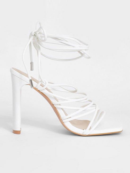 front image of boohoo-lace-up-strappy-heels