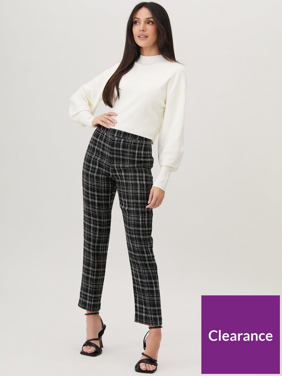 front image of michelle-keegan-boucle-tapered-trouser-mono