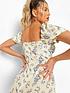  image of boohoo-floral-puff-sleeve-button-front-mini-dress-cream
