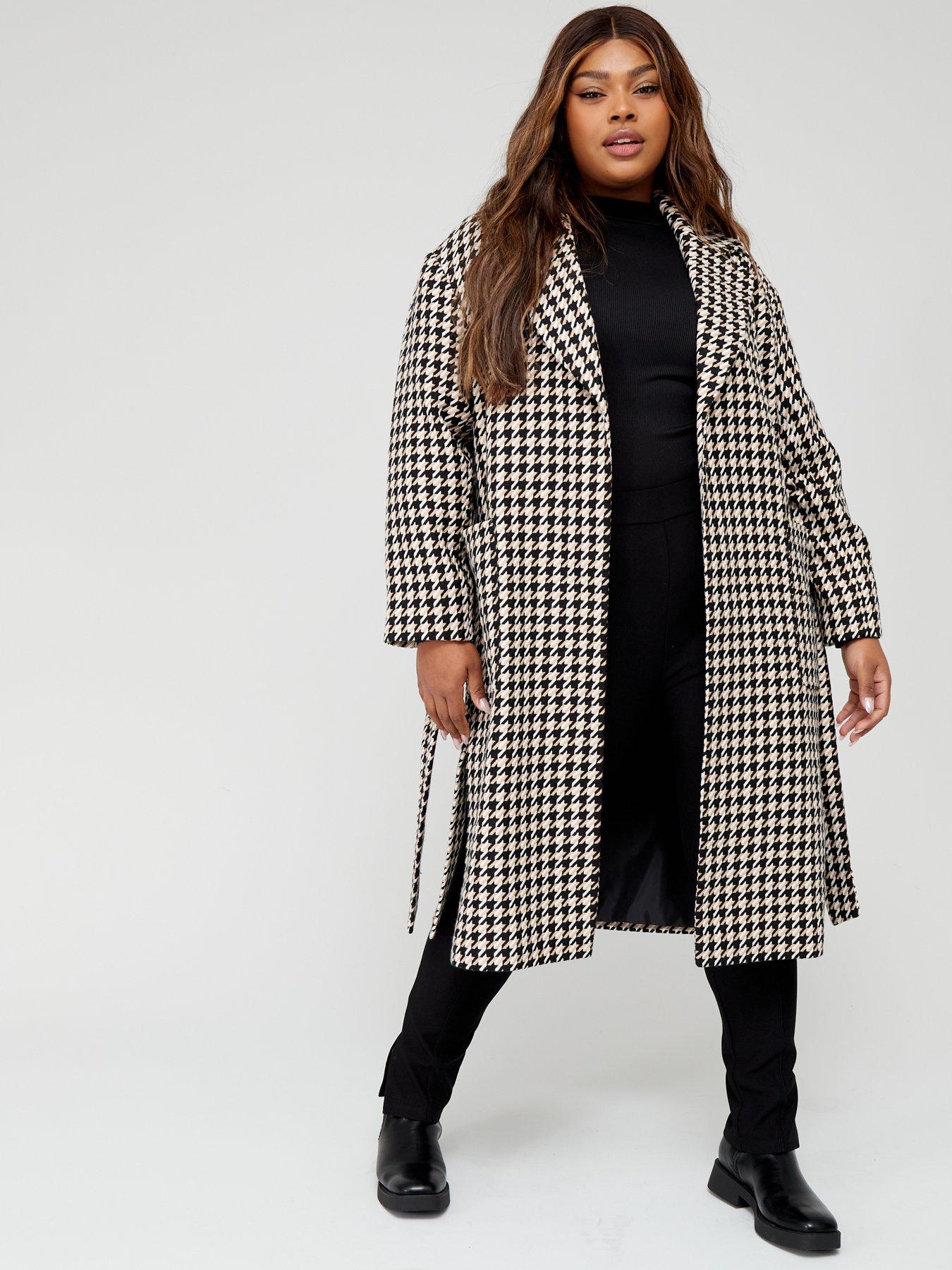 plus size checked coat