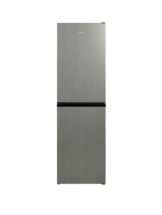 front image of swan-sr158110s-54cm-wide-183cm-high-freestanding-frost-free-fridge-freezer-silver