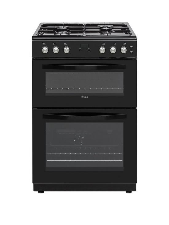 front image of swan-sx158130b-freestanding-60cm-wide-double-oven-gas-cookernbsp--black
