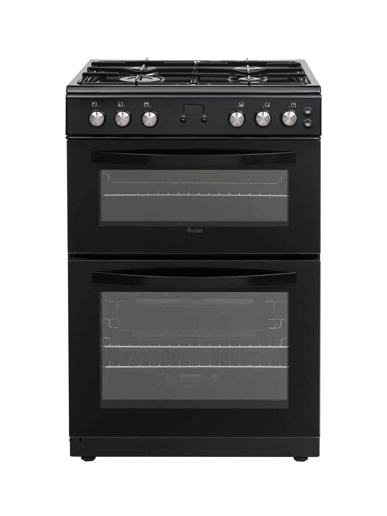 Swan SX158150B Freestanding 60cm Wide Twin Cavity Gas Cooker Black