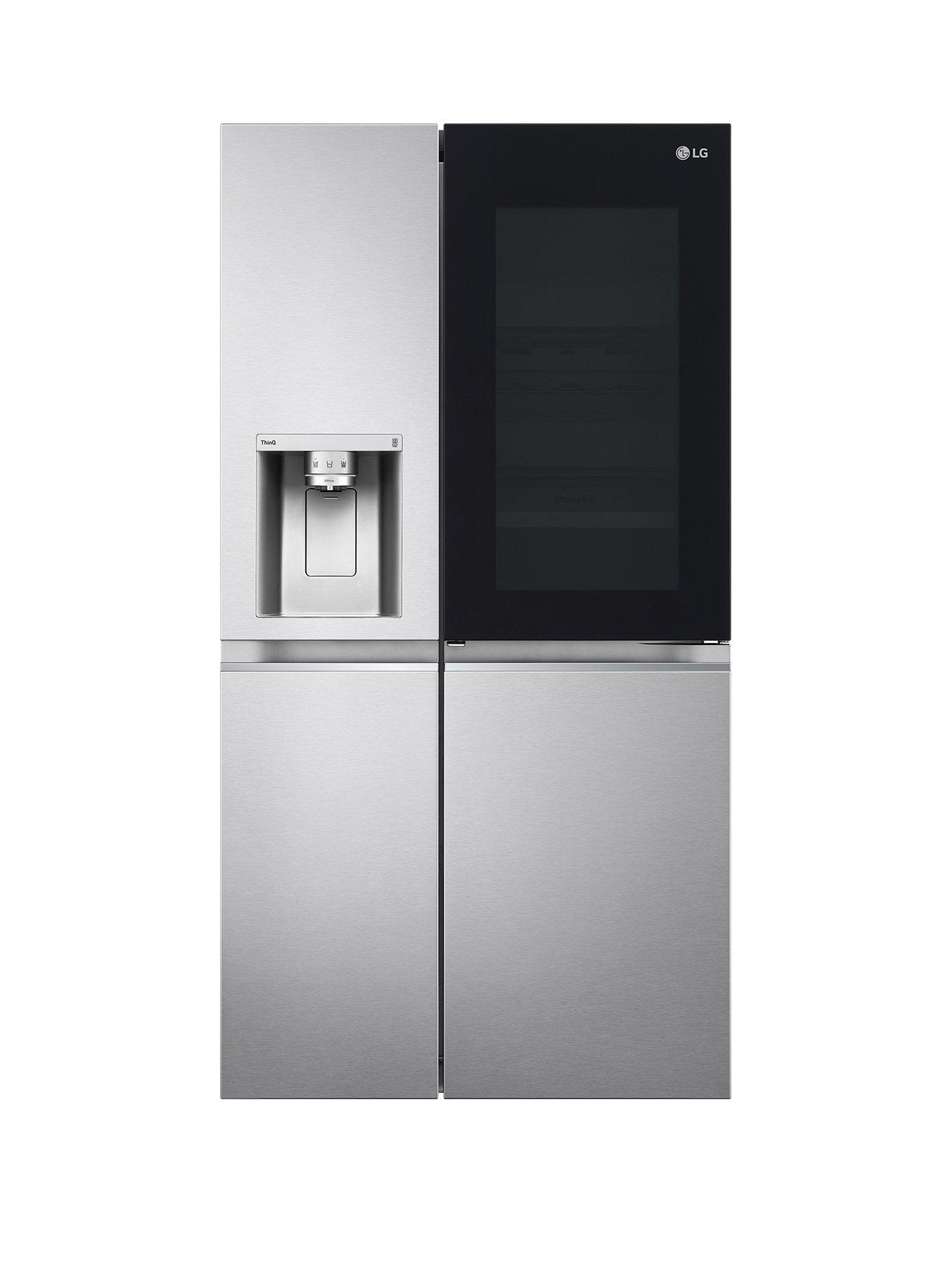 front image of lg-instaview-thinq-gsxv90bsae-wifi-connected-american-style-fridge-freezer-stainless-steel-e-rated