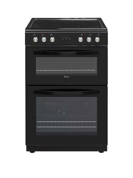 swan-sx158160b-freestanding-60cm-wide-double-oven-electric-cooker-black