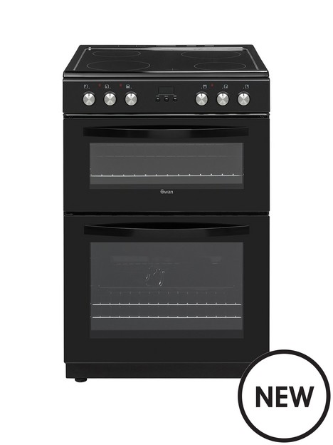 swan-sx158160b-freestanding-60cm-wide-double-oven-electric-cooker-black