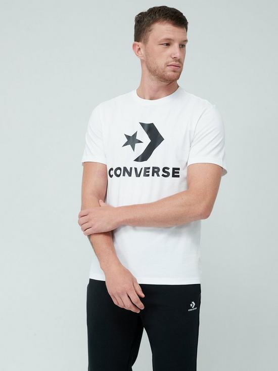 front image of converse-star-chevron-short-sleeve-tee-white