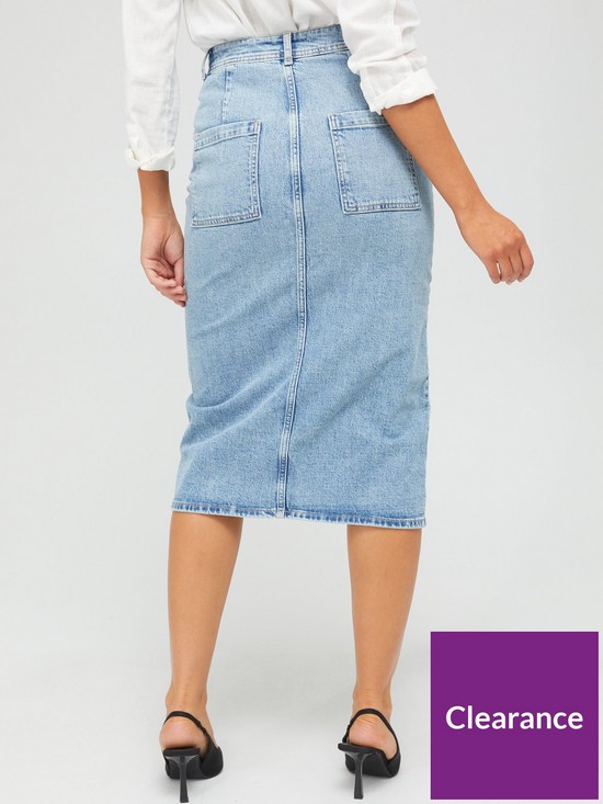 stillFront image of v-by-very-front-pocket-denim-midi-skirt