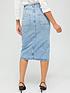  image of v-by-very-front-pocket-denim-midi-skirt