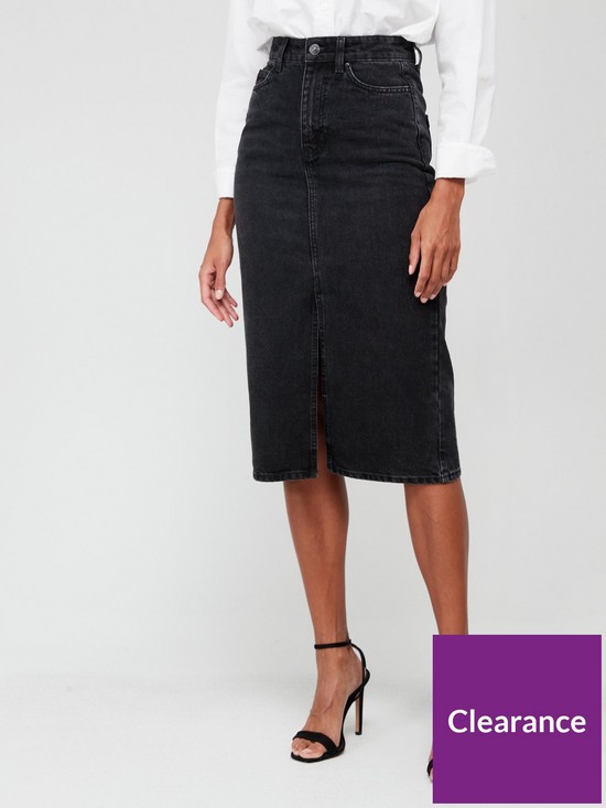 front image of v-by-very-denim-midi-skirt-washed-black
