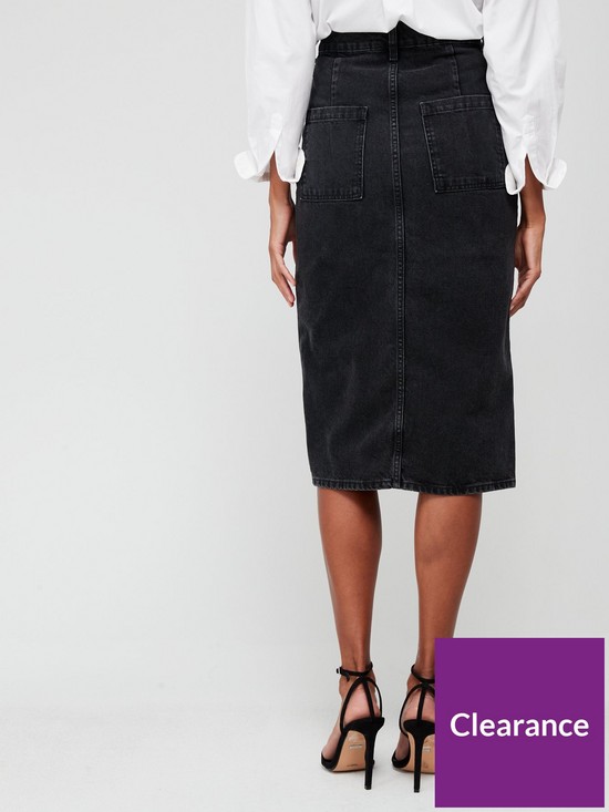 stillFront image of v-by-very-denim-midi-skirt-washed-black