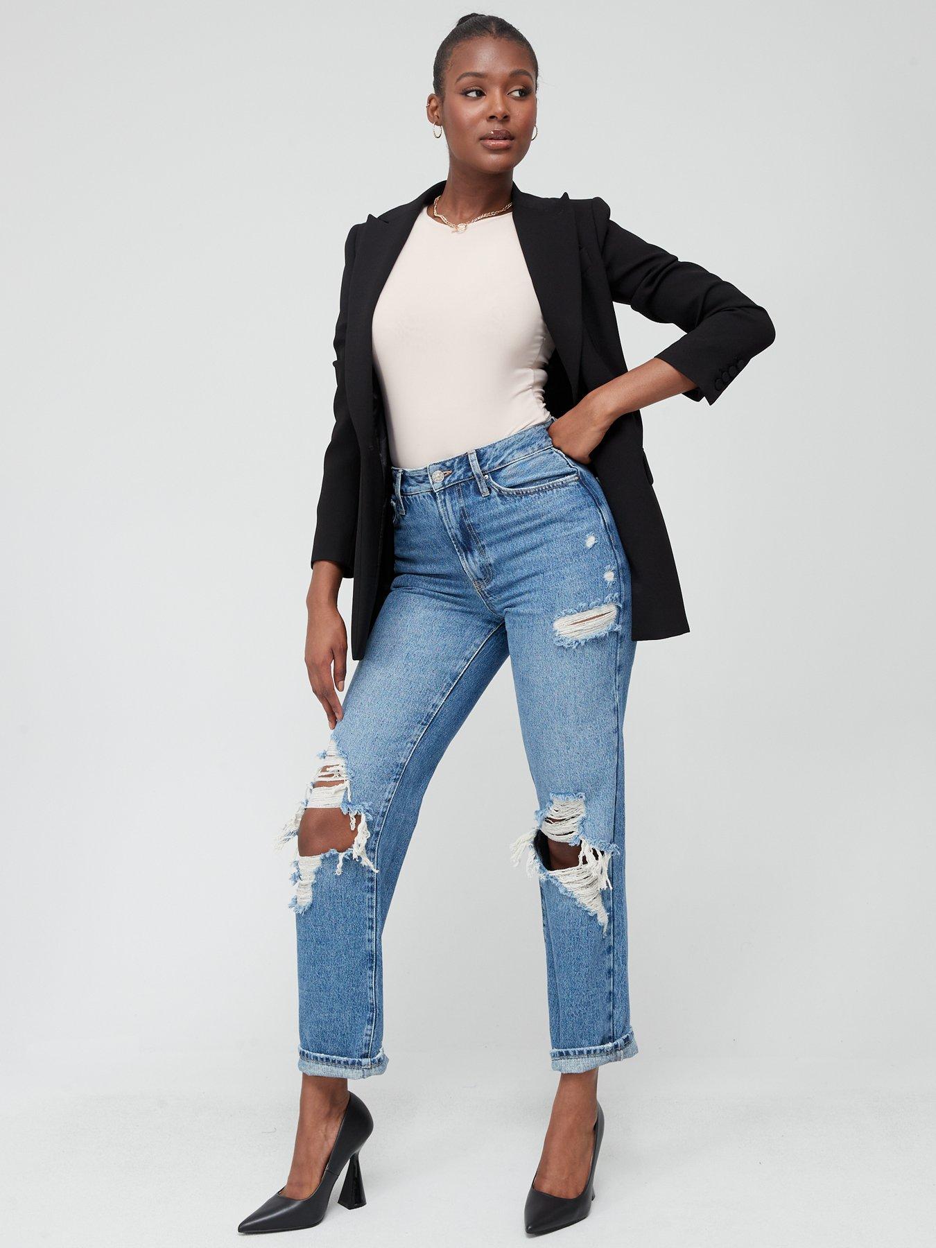  image of v-by-very-new-high-rise-loose-jean-with-busted-rips-blue-wash