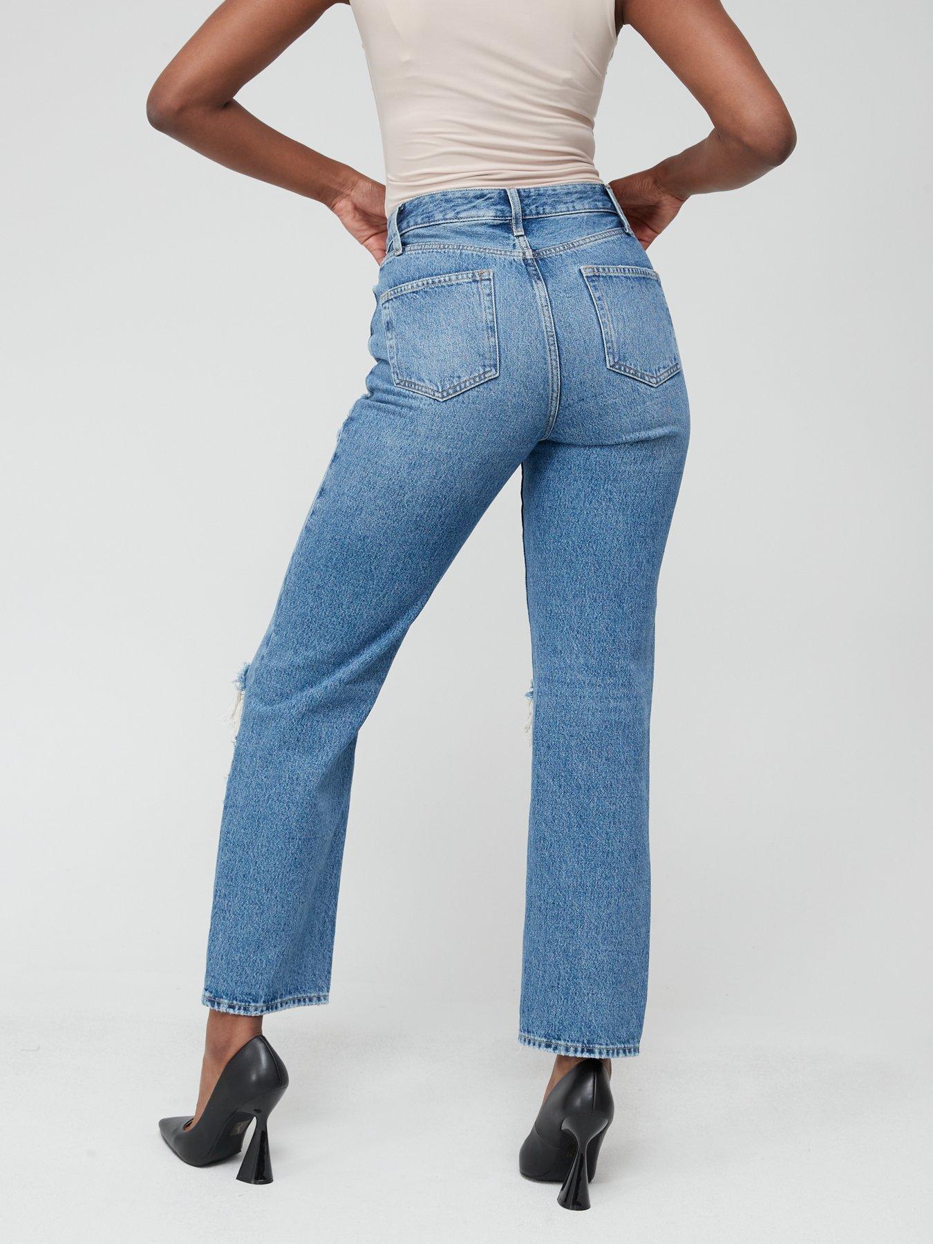 stillFront image of v-by-very-new-high-rise-loose-jean-with-busted-rips-blue-wash
