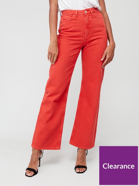 front image of v-by-very-high-waist-wide-leg-jean-red