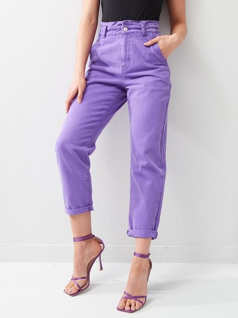v-by-very-paperbag-slouch-fit-mom-jean-purple