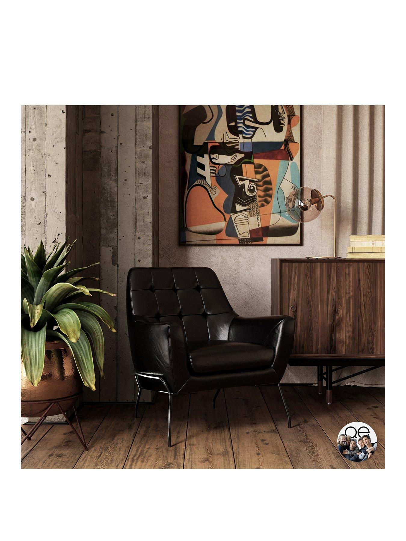 faux leather accent chair with ottoman