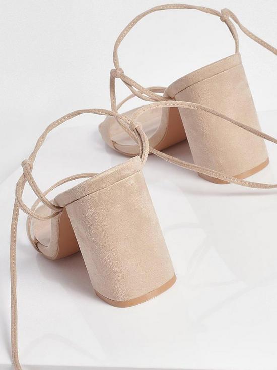 stillFront image of boohoo-wide-fit-tie-up-strap-block-heels
