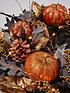  image of very-home-autumnnbsppre-lit-black-leaf-wreath-with-pumpkins