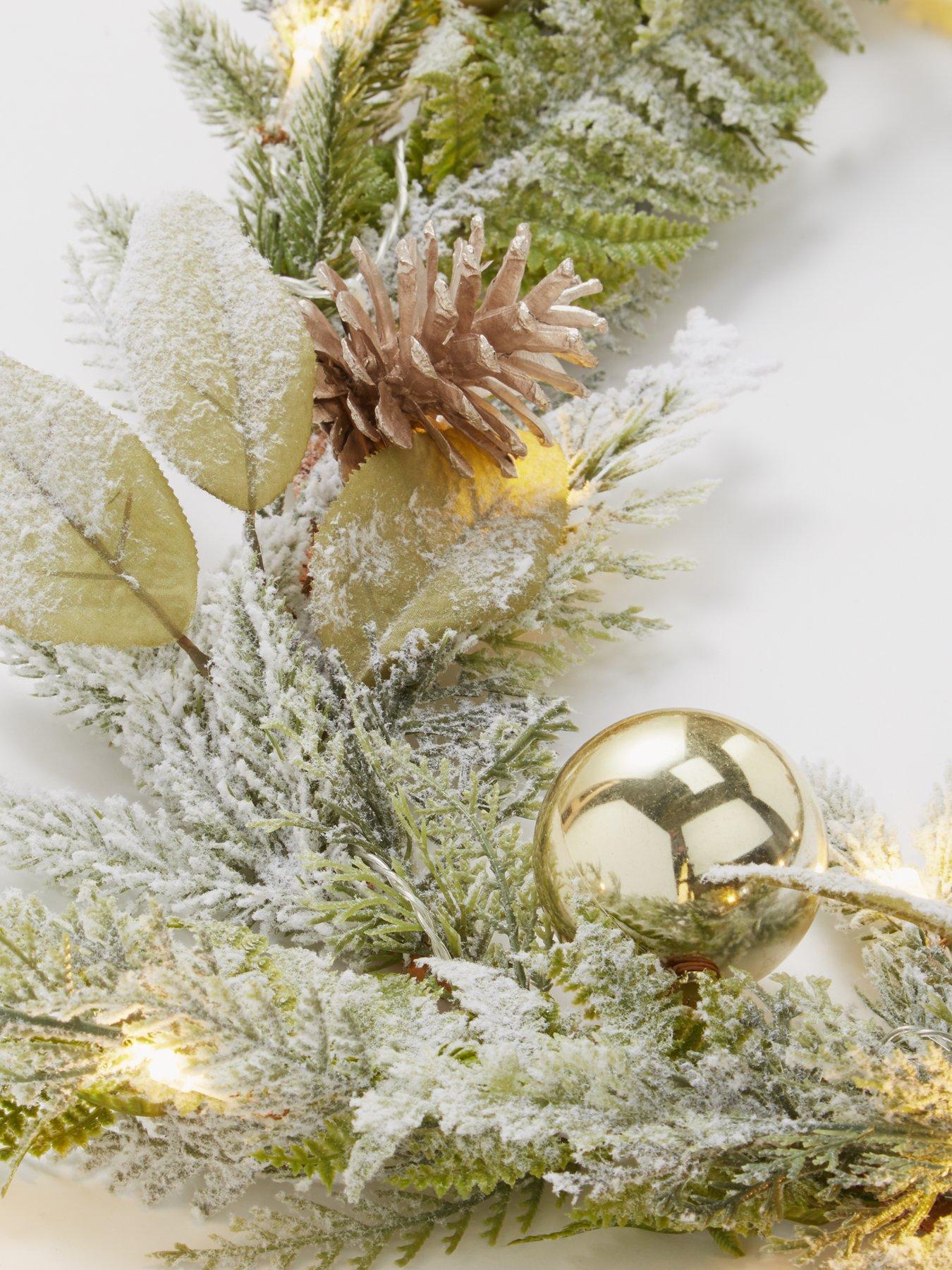 Image 4 of 5 of The Very Collection Frosted Pre-Lit Christmas Garland with Baubles and Pinecones