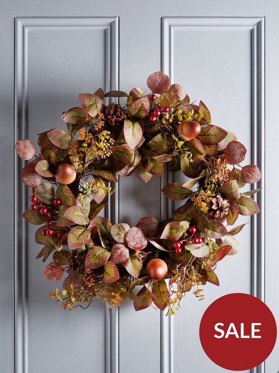 front image of very-home-autumn-wreath-with-pinecones-and-acorns-60-cm