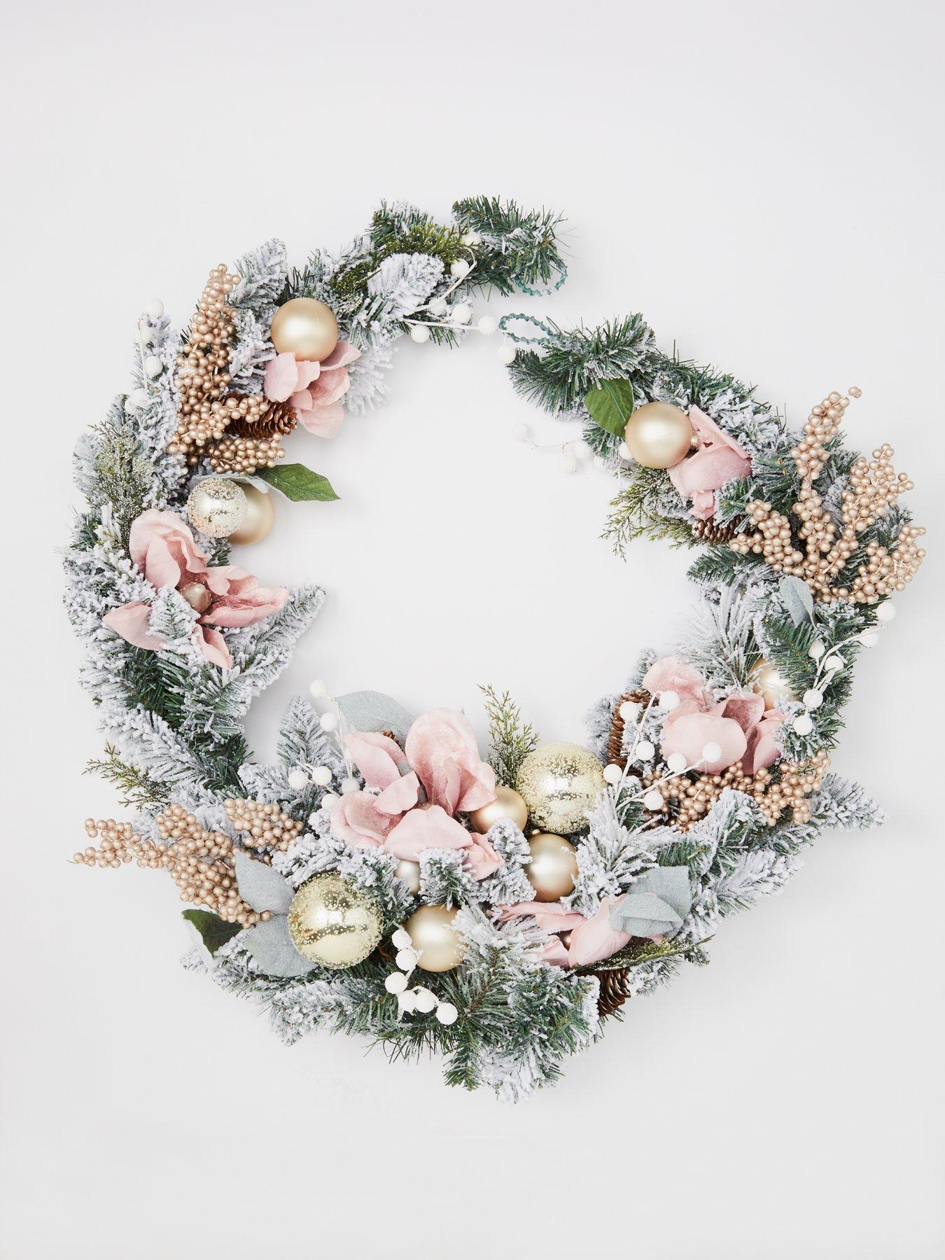 Very Home Frosted Rose Swag Christmas Garland