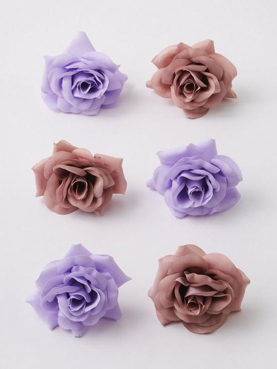 stillFront image of set-of-6-pink-and-lilac-clip-on-christmas-tree-roses