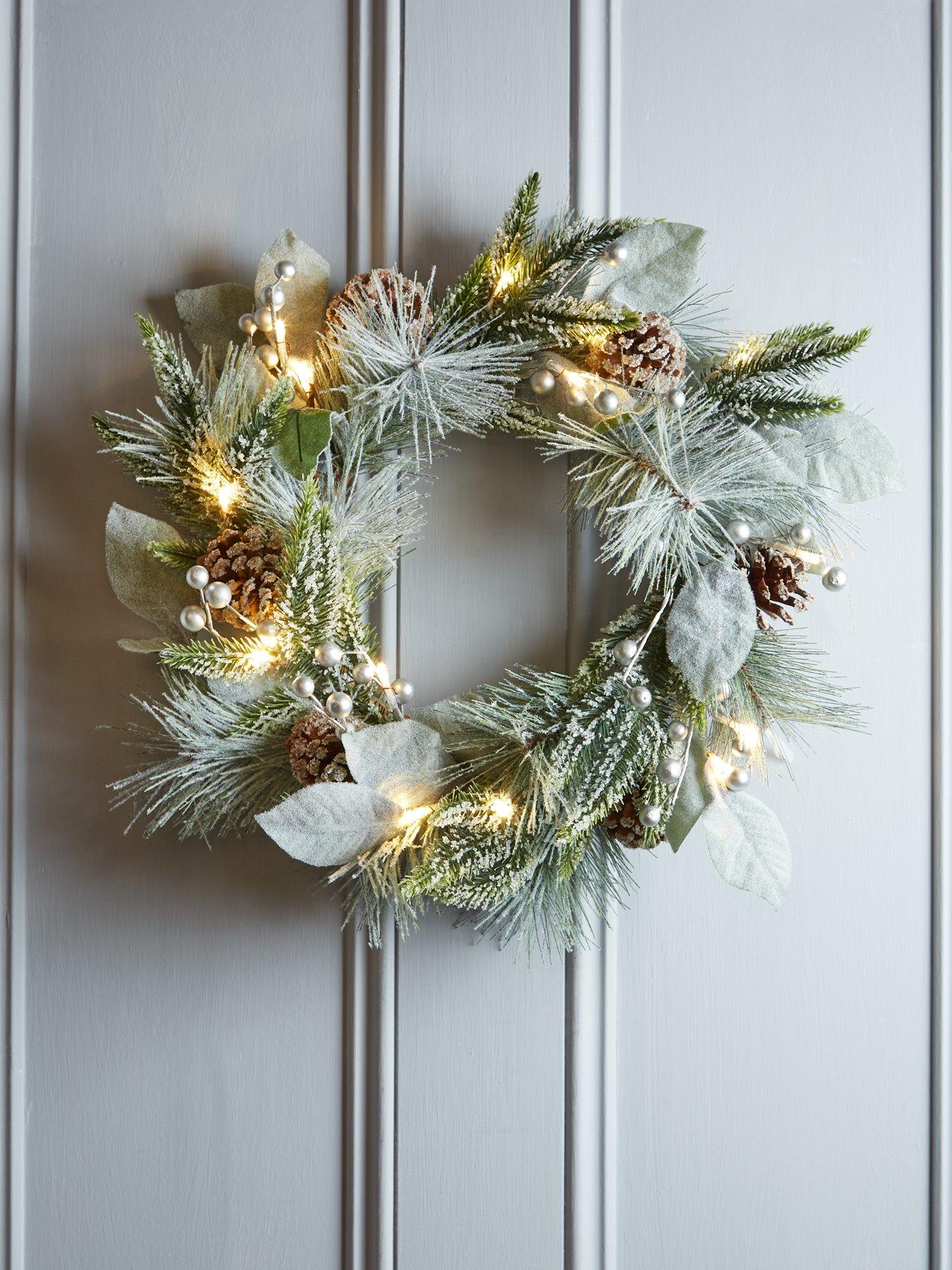 undefined Pinecones Pre-Lit Christmas Wreath - 45 cm