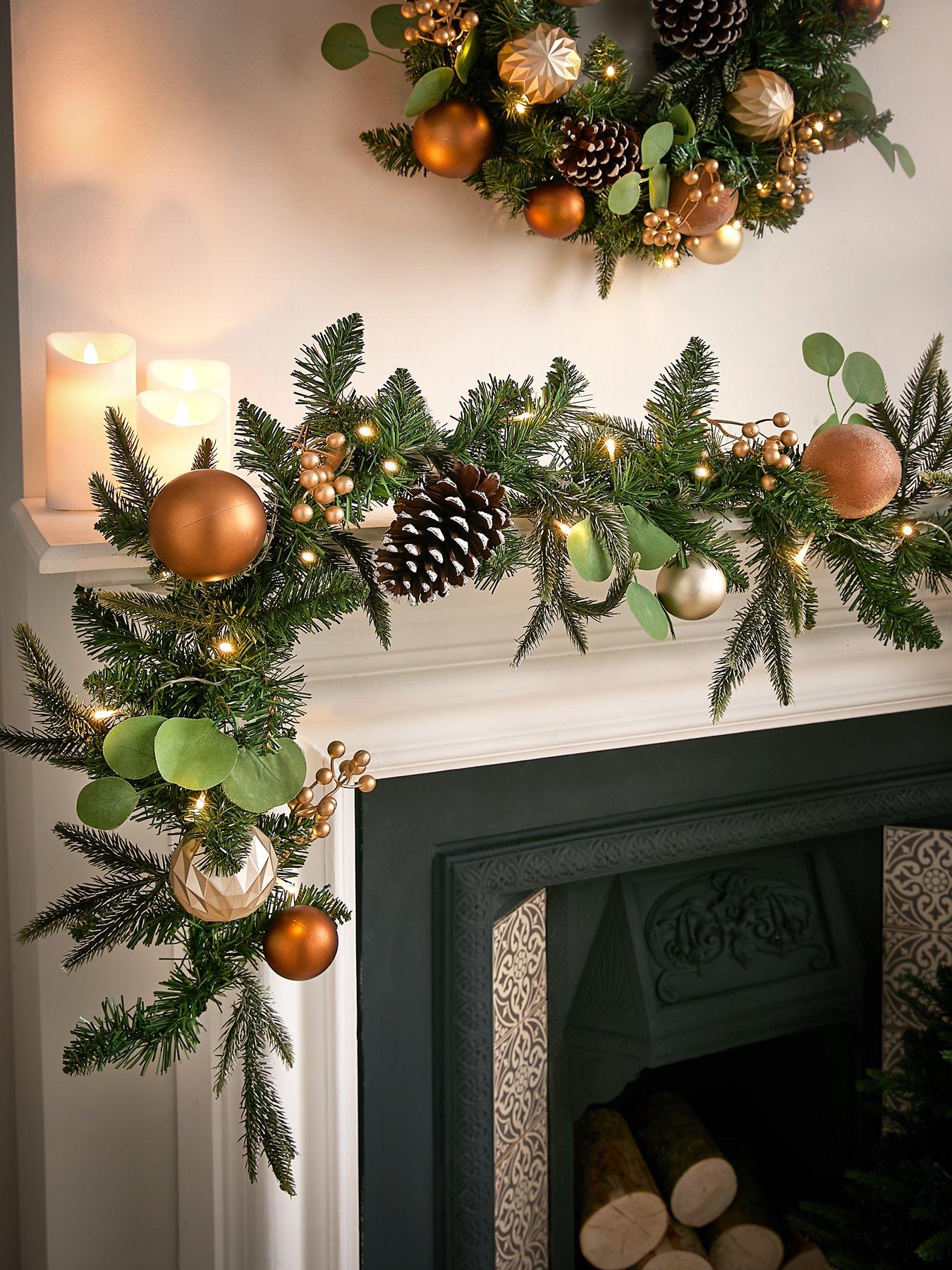 undefined Copper and Gold Pre-Lit Christmas Garland- 9 Foot