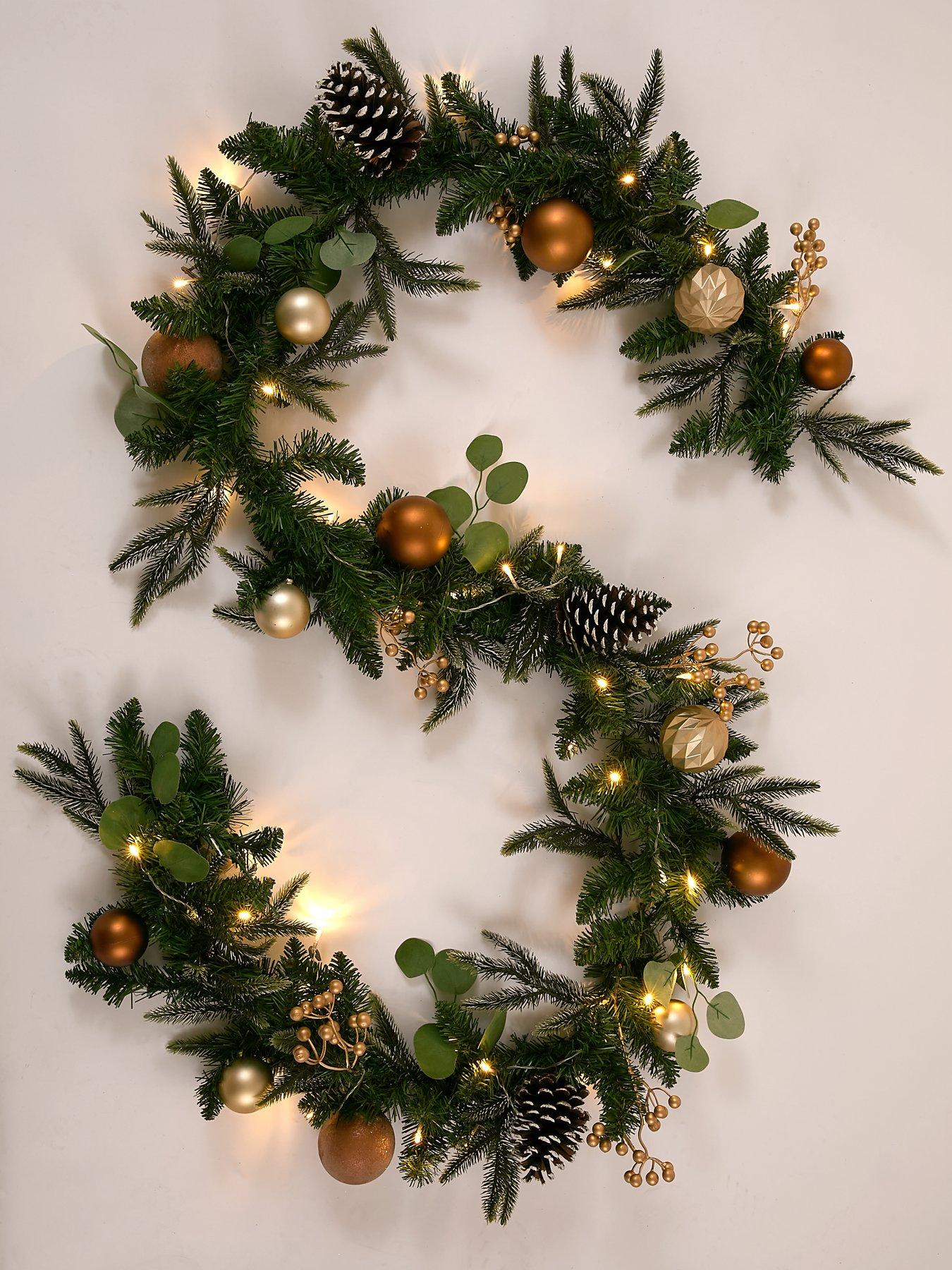  image of very-home-copper-and-gold-pre-lit-christmas-garland--9-foot