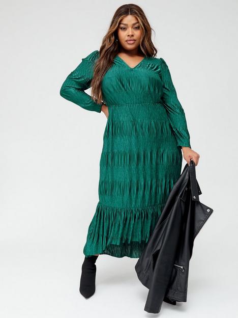 v-by-very-curve-textured-jersey-midi-dress-green