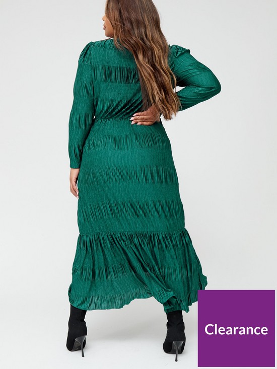 stillFront image of v-by-very-curve-textured-jersey-midi-dress-green