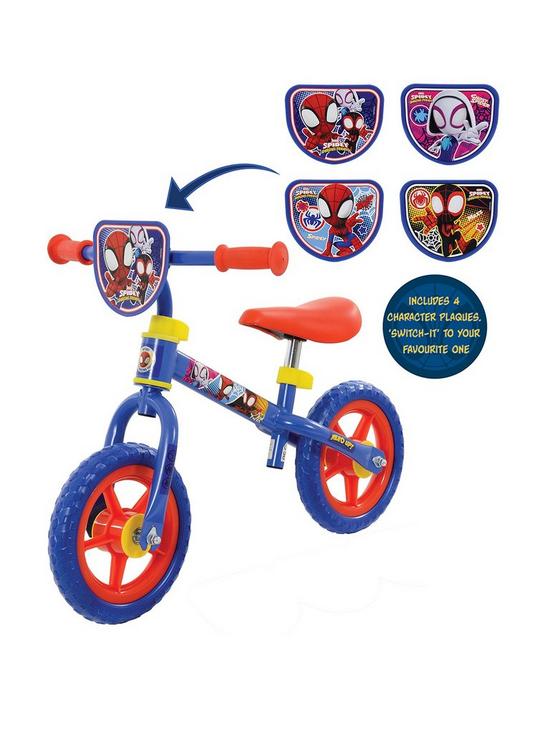 front image of spiderman-spidey-amp-his-amazing-friends-switch-it-balance-bike