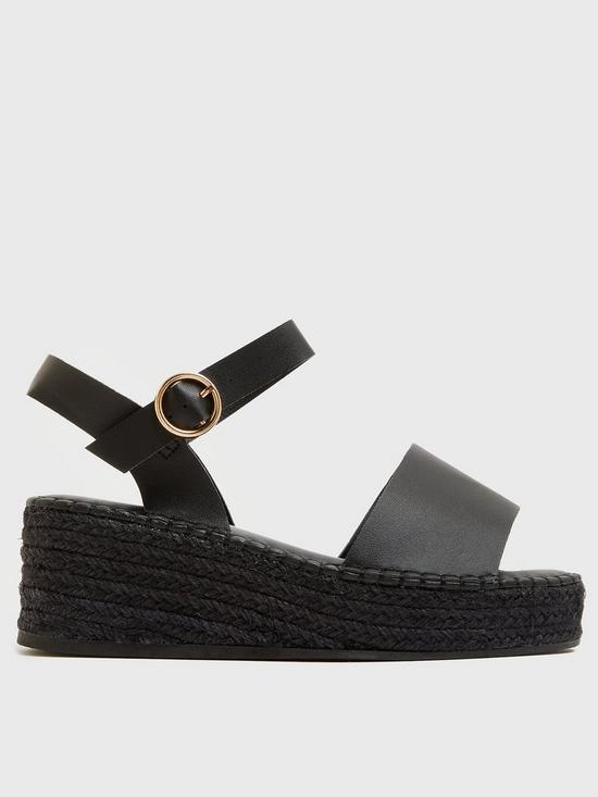 front image of new-look-wide-fit-black-espadrille-chunky-sandals