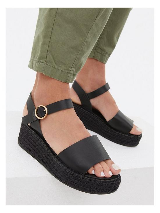 back image of new-look-wide-fit-black-espadrille-chunky-sandals