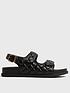  image of new-look-wide-fit-black-quilted-chunky-sandals