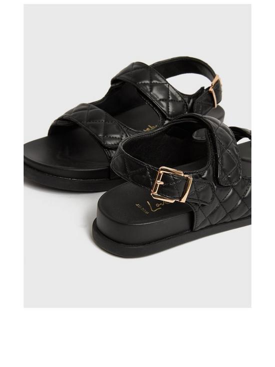 stillFront image of new-look-wide-fit-black-quilted-chunky-sandals